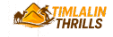 Timlalin Thrills logo featuring a camel, sand dunes, and a sandboarder in vibrant desert colors